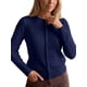 thumbnail image 1 of INSPIRE CHIC Cárdigan de Punto de Mujer con Cuello Redondo, Manga Larga, Abotonado, Abierto al Frente, Azul Medio, 1 of 6