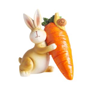 Magideal - Estatua De Zanahoria Estatuilla De Pascua Pequeño Adorno Escultura De Resina Suministros Para Fiestas Interiores Decoración De Oficina Y Sala De Estar Llevando Una Zanahoria