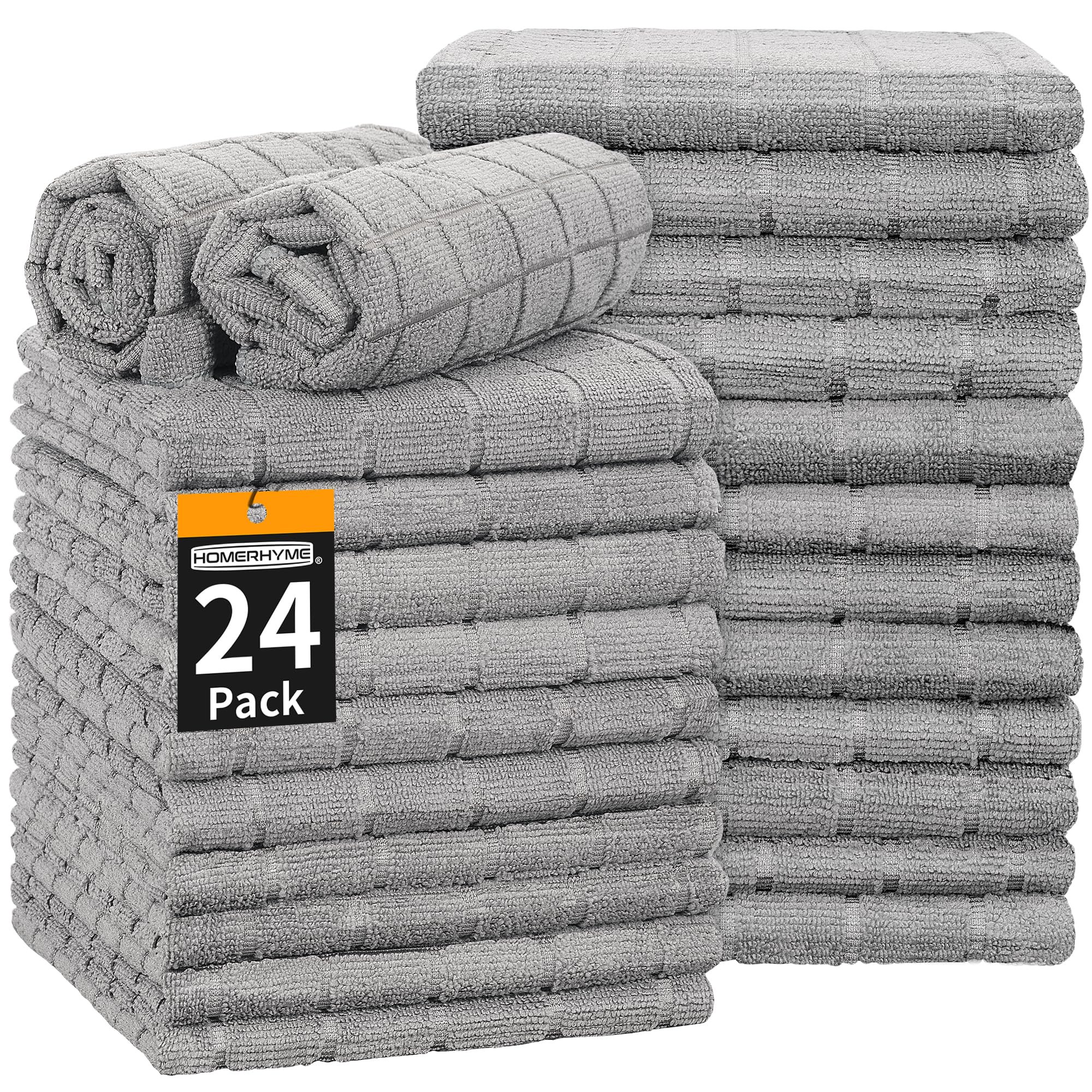 Toallas De Mano Homerhyme De Microfibra Gris, 24 Unidades, 25 X 15 Cm