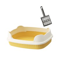 Ioensy - Caja De Arena Para Gatos, Lavabo Para Gatos De Interior, Resistente A Prueba De Salpicaduras, Entrada Baja, Amarillo