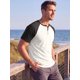 thumbnail image 4 of Camiseta Henley de Hombre INSPIRE CHIC con Mangas Raglán y Bloque de Color Casual XL Blanca, 4 of 5
