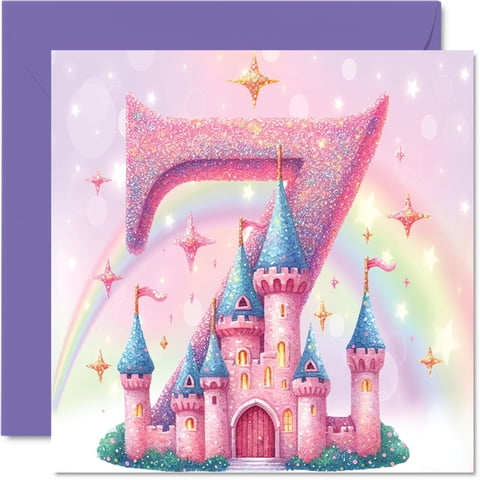 Tarjeta De Cumpleaños Stuff4 Fairy Princess Castle Para Niña Que Cumple 7 Años