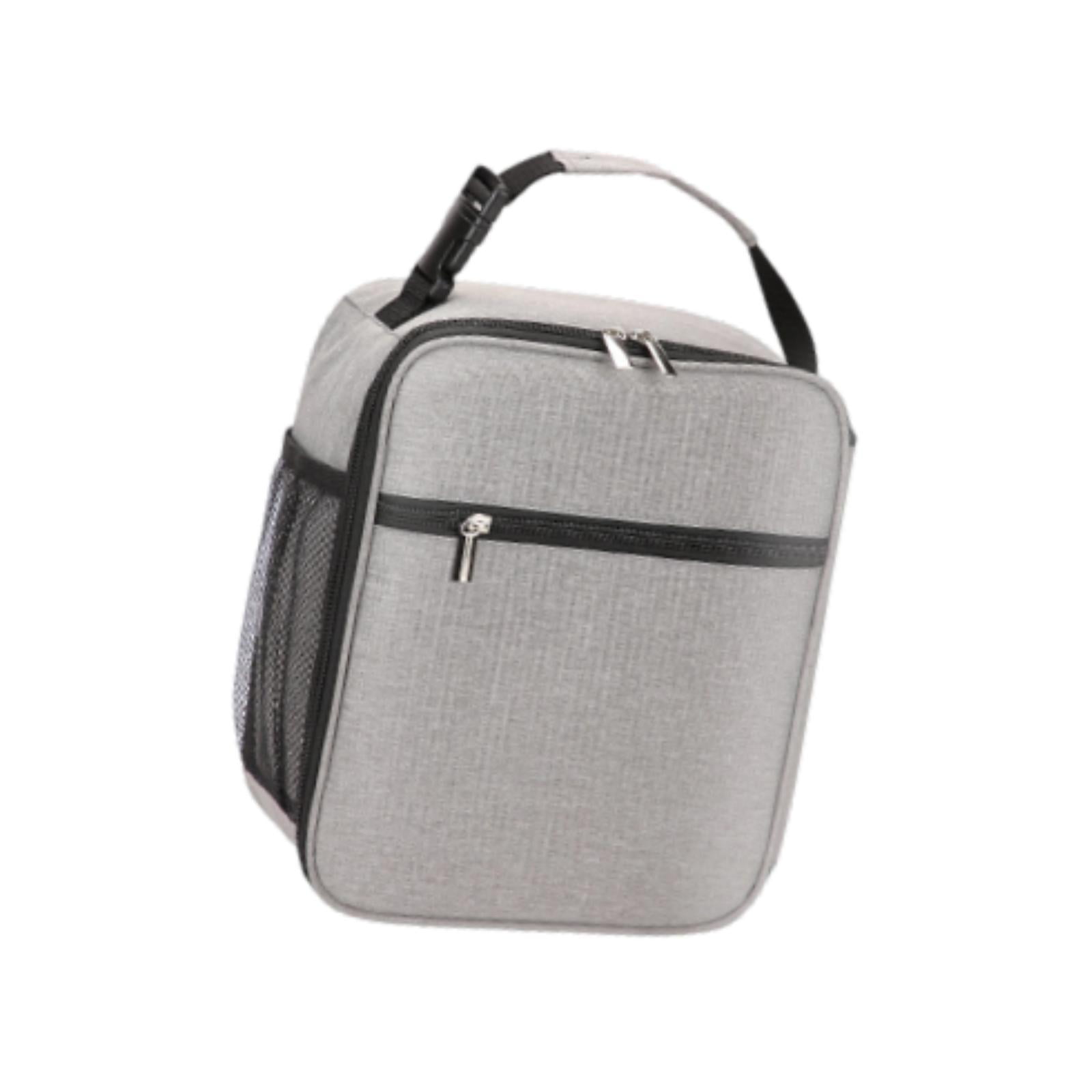 Fiocias - Bolsa De Almuerzo Con Asa Y Bolsillo Para Botella, Impermeable, Para Playa, Camping, Color Blanco Y Gris