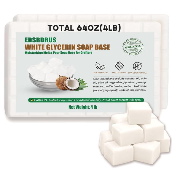 Base de Jabón EDSRDRUS 1,8 kg Blanco para Derretir y Verter sin Fragancia