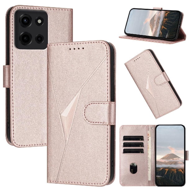 Funda Cartera Fibra de Carbono para Motorola MOTO G 5G 2025 con Soporte y Cierre Magnético Rosa