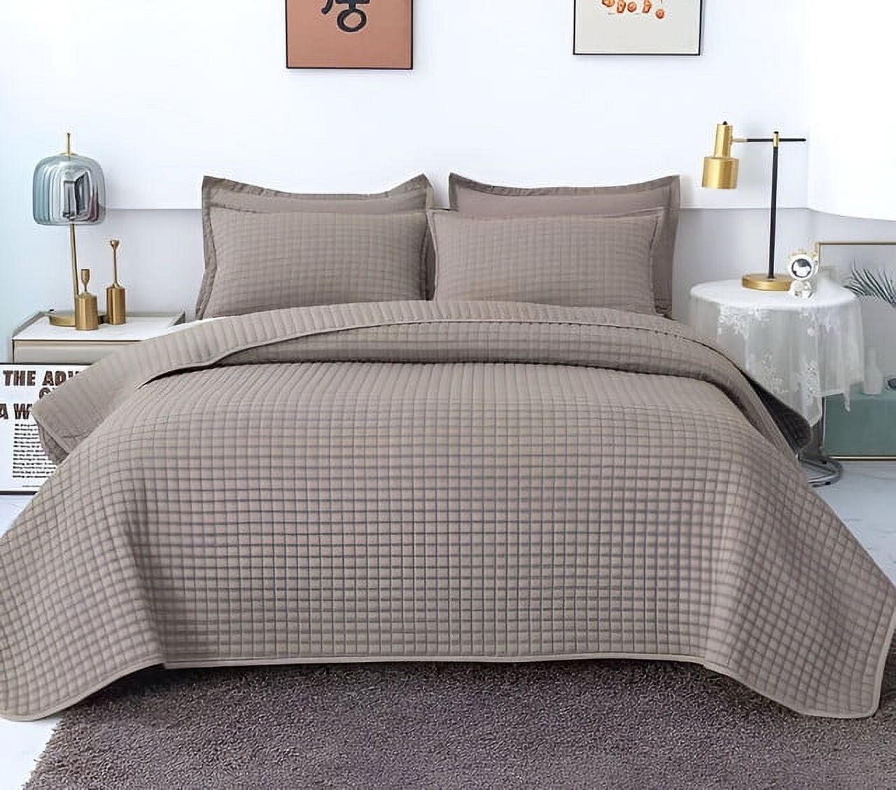 Imac Hogar - Cubrecama Quilt Verano Diseño Cuadrille Plaza Y Media Gris