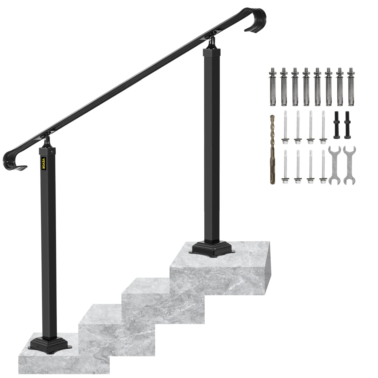 Barandilla De Escalera Exterior Vevor Ajustable De Hierro Forjado