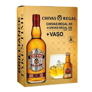 Pack Whisky Chivas Regal 750Cc + Whisky Chivas 13 Años 50Cc + Vaso Chivas Regal