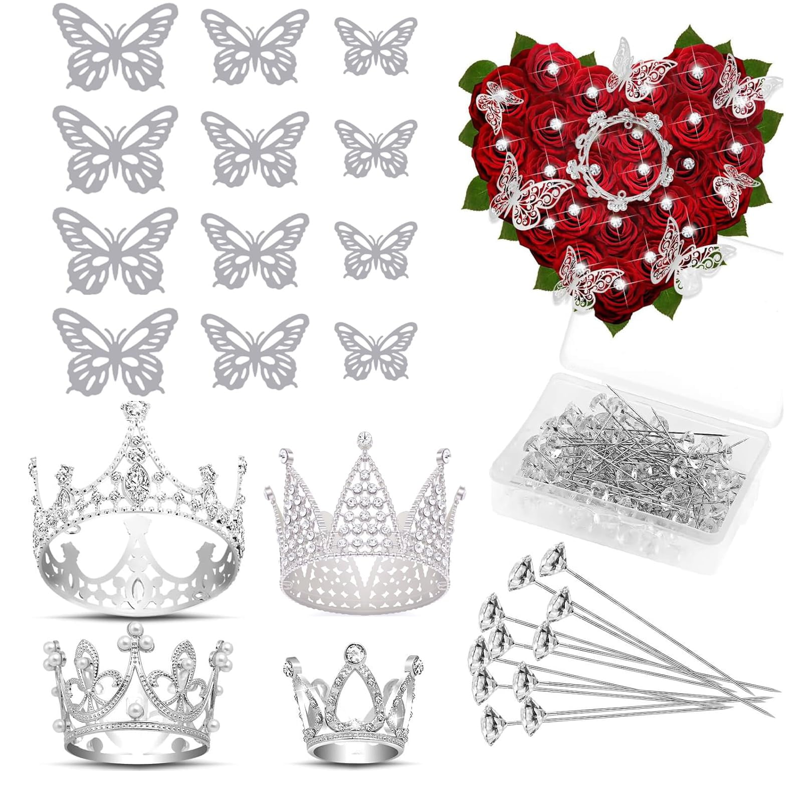 Genérico - Set De Accesorios Para Ramo De Flores Con Corona Para Tartas Y Más