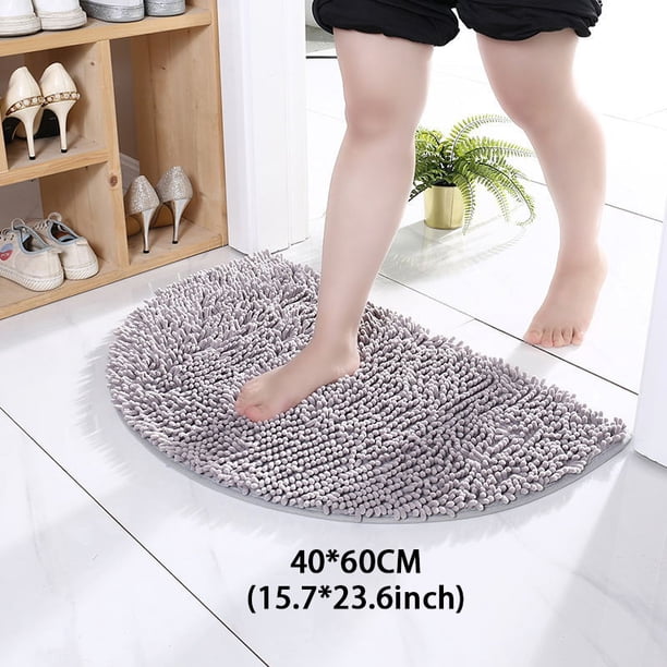 1pc Soft and Comfortable Chenille Semicircle Shaggy Rug for Bathroom and Bedroom - Anti-Skid and Absorbent Carpet for Toilet and Household - Durable Floor Mat for Home Decor and Comfort