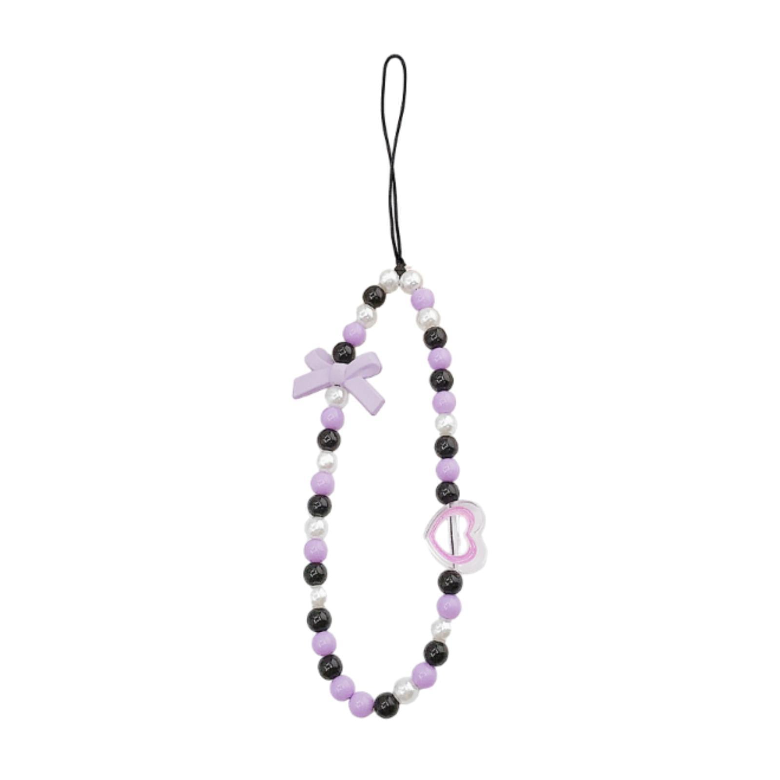 Bothyi - Cordón Para Teléfono Con Cuentas, Adorno Para Bolso, Llavero, Pulsera Bonita, Llavero Con Lazo Morado