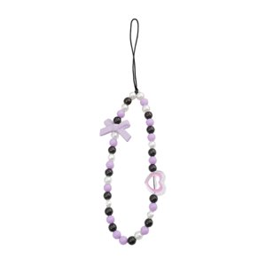 Bothyi - Cordón Para Teléfono Con Cuentas, Adorno Para Bolso, Llavero, Pulsera Bonita, Llavero Con Lazo Morado