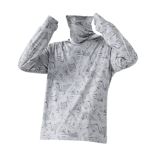 Sudadera Con Capucha De Protección Solar Para Hombre, Fina Protección Contra Sarpullidos Para Pescar Al Aire Libre, Verano, M, Gris Claro