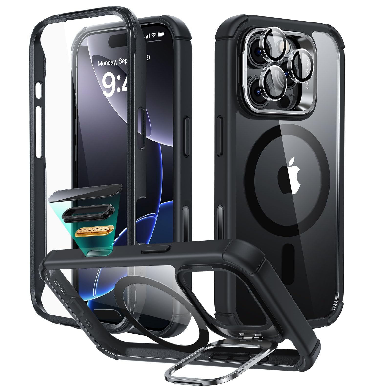 Funda Esr Iphone 16 Pro Negro Transparente Con Soporte Y Control De Cámara