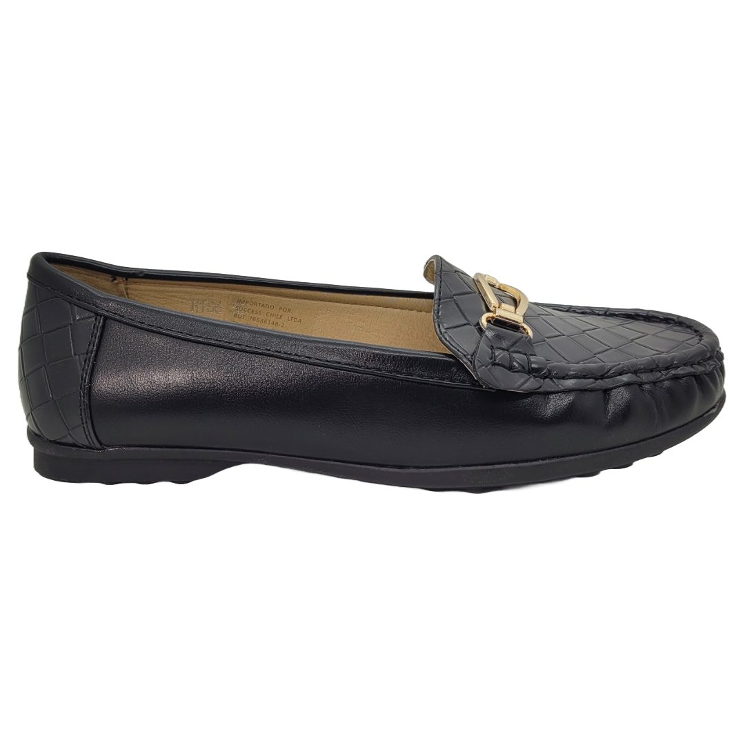 Mocasin Hualunaote Negro/Dorado | H-106 - Talla 40