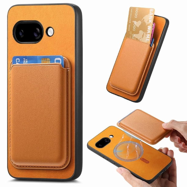 Funda de Cuero Magnética con Tarjetero para Samsung Galaxy S25 Edge Cubierta Delgada Amarillo