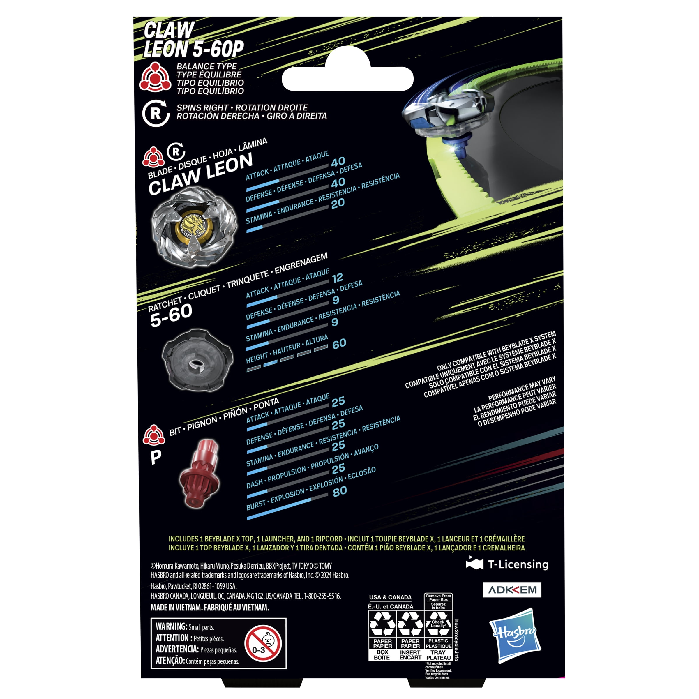 Trompo Beyblade X Kit Inicial Claw Leon 5-60P | Lider