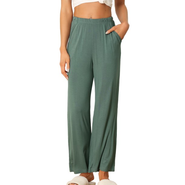 INSPIRE CHIC Pantalones de pijama de algodón para mujer, suaves y transpirables, pantalones de dormir con bolsillos y cintura elástica S Verde
