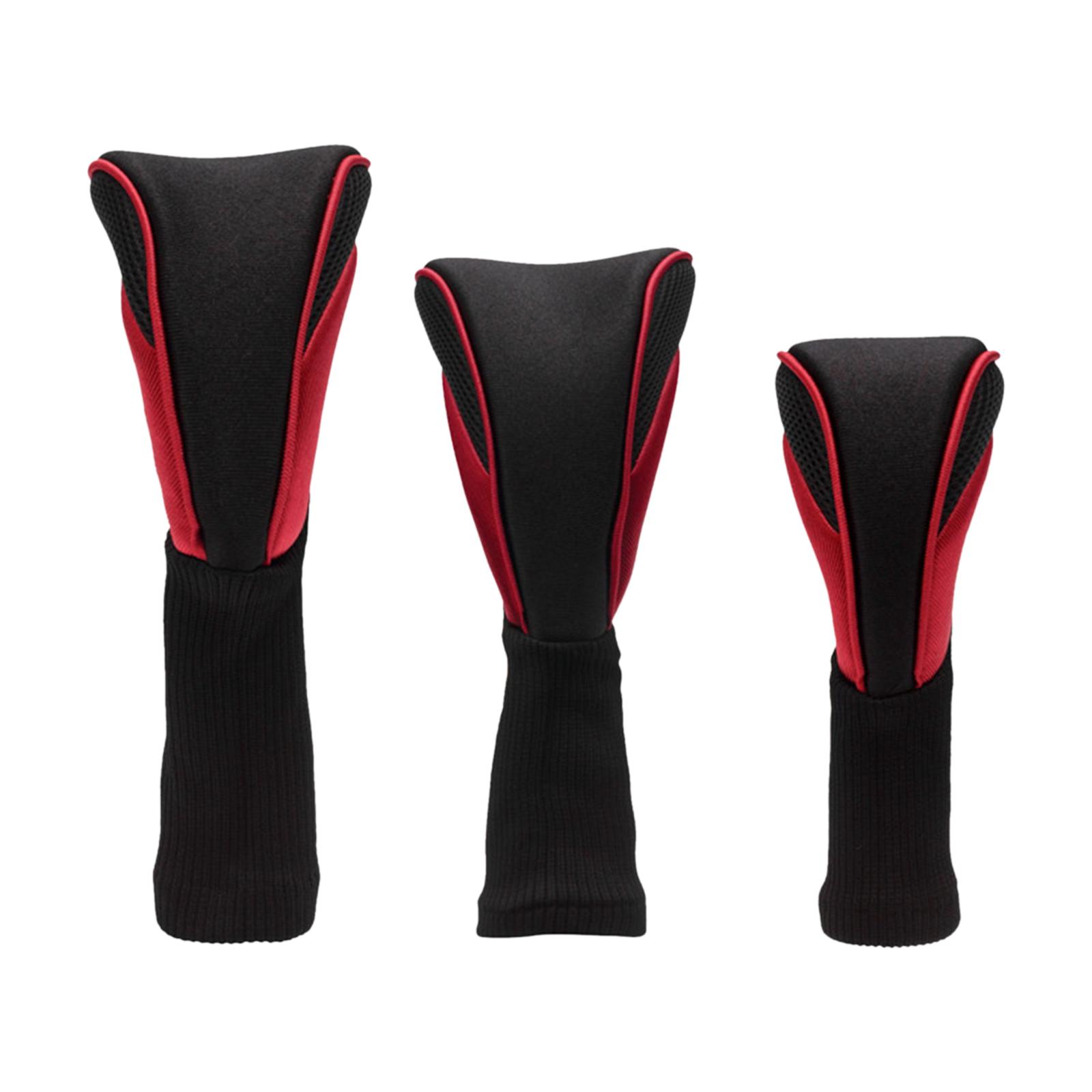 Magideal - 3 Uds Fundas De Cabeza Para Club De Golf Cubiertas De Cabeza De Madera De Golf Con Placa De Matrícula Cubiertas De Cabeza De Madera De Golf Gruesas De Negro Y Rojo