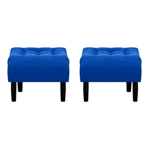 Bodevir - Set Pouf Wood 1C Felpa 00 Azul Rey