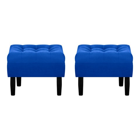 Bodevir - Set Pouf Wood 1C Felpa 00 Azul Rey