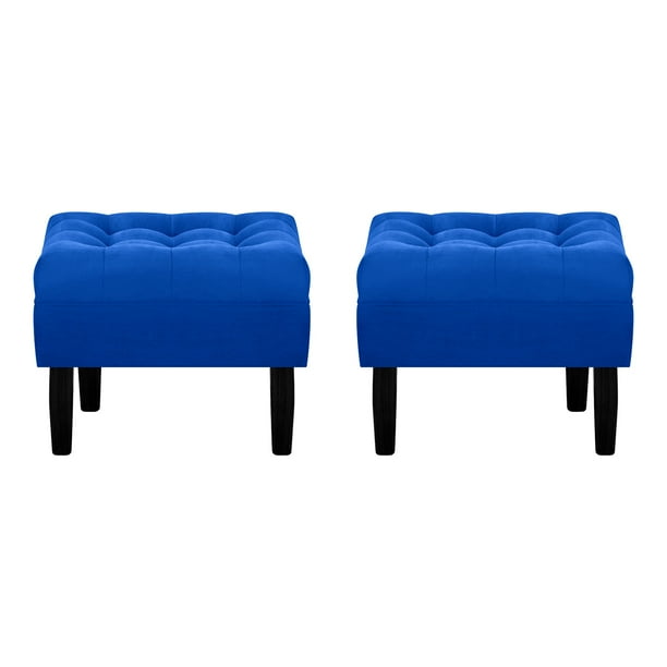 Set Pouf Wood 1c Felpa 00 Azul Rey