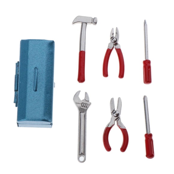 Mini Herramientas De Reparación Caja De Herramientas De Simulación Modelo Juguetes Para 1/12 Doll House Red