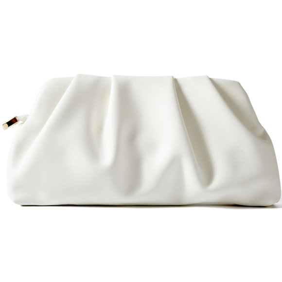 Bolso de mano FanChris 25 cm fruncido blanco con cadena