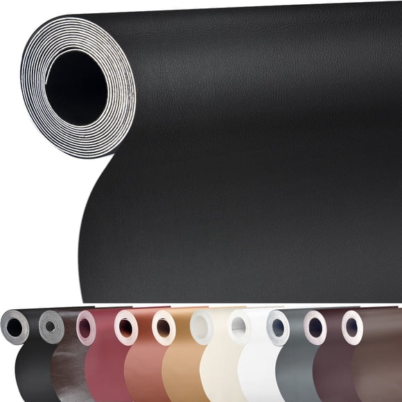 Parche de reparación de piel BONAIER, 43 x 200 cm, autoadhesivo, negro