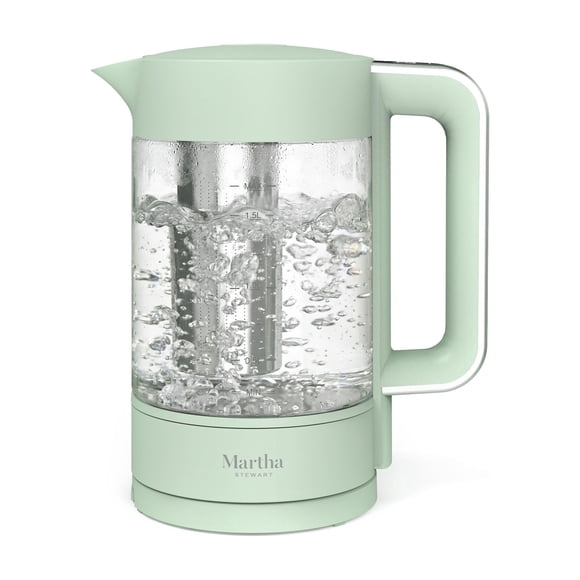 Hervidor eléctrico Martha Stewart 1,7 L con infusor de té de vidrio