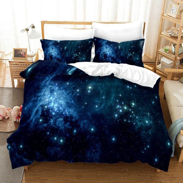 Space Galaxy Gift Quilt Duvet Cover Set Soft Bedclothes3-Piece Bedding Set