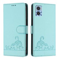Funda Tipo Cartera Foxdock Para Motorola Moto E22 4G/E22I 4G Con Soporte, Ranuras, Rfid, Diseño De Gato