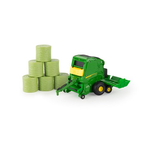 Empacadora Redonda Toy John Deere 561R A Escala 1/64 Con 6 Pacas Redondas