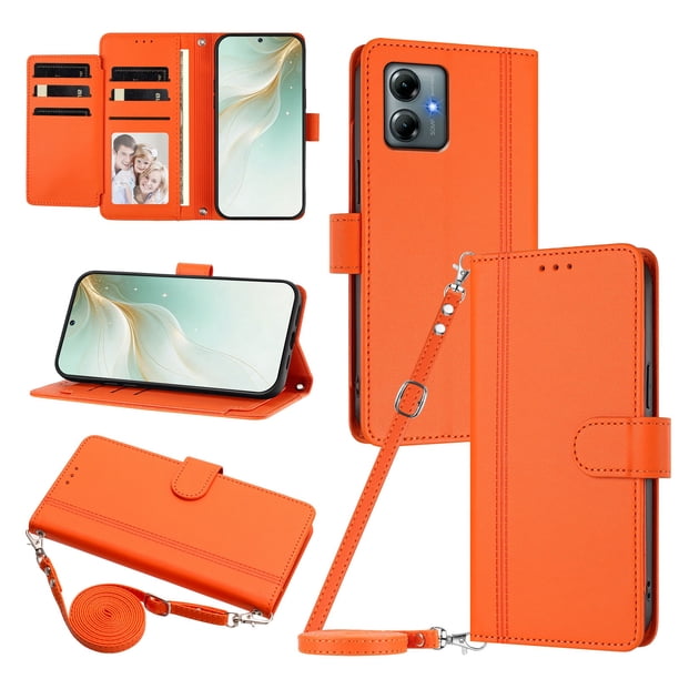 Funda Tipo Libro para Motorola MOTO G Power 2025, Tapa con Imán, Naranja