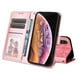 thumbnail image 4 of Funda tipo cartera FOXDOCK para iPhone X/Xs , diseño girasol en relieve, cuero PU, cierre magnético, soporte y tarjetero, 4 of 5