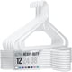 thumbnail image 1 of Perchas para ropa Neaterize, gruesas y resistentes, paquete de 12 unidades, color blanco, 1 of 6