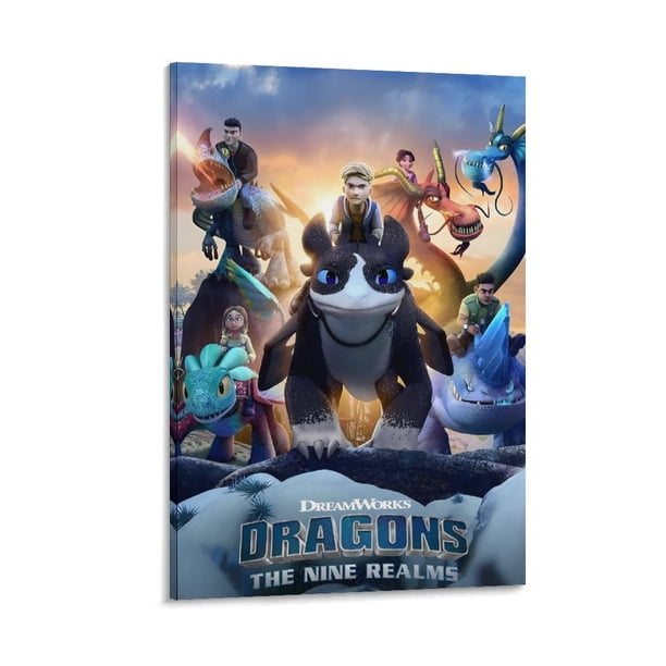 Cómo entrenar a tu dragón 4 Cuadro decorativo colgante - Arte de pared - Póster enmarcado - Decoración de pared - Regalos para familia, amigos y aficionados 20*30 cm