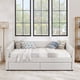thumbnail image 3 of Queen Size Daybed with Two Drawers Trundle Upholstered Sofa Bed, with Vertical Stripes, Linen Fabric, Beige (86.5"x65"x30"), 3 of 3