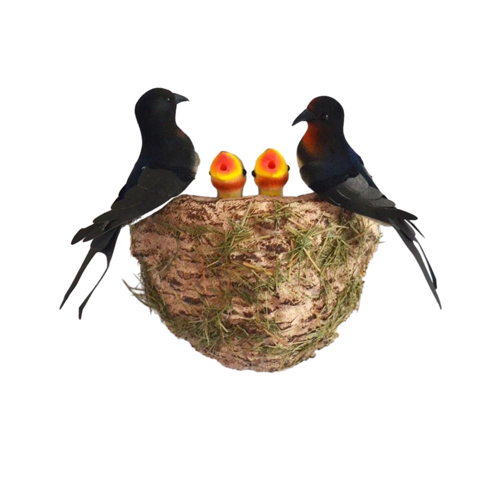 Magideal - Nido De Golondrina Simulado, Nido De Pájaro Artificial, Patio, Escultura De Pájaros Hecha A Mano, Artesanías, Bonsái, Nido De Pájaros De Pascua , Pararse