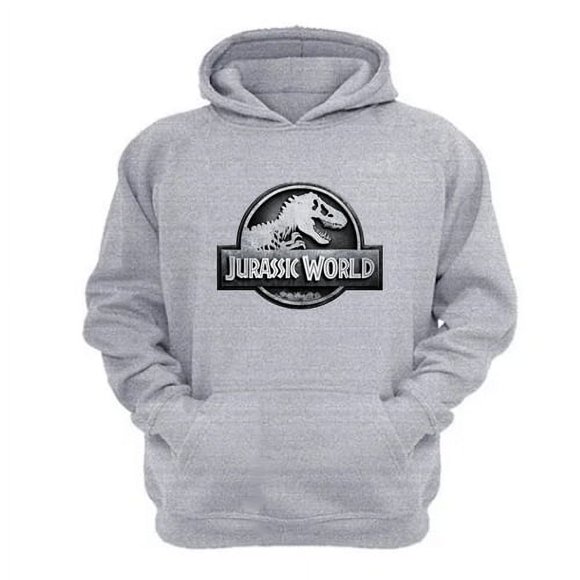 Polerón Canguro Mundo Jurásico Gris Claro Talla M Unisex