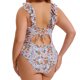 thumbnail image 4 of Agnes Orinda Traje de Baño de Una Pieza para Mujer Talla Grande Control de Abdomen Push Up con Volantes Escote en V con Cordones Conjunto de Baño para Fiesta en la Playa Piscina 2X Beige, 4 of 8