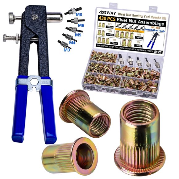 Kit de herramientas ASKWAY para tuercas remachables M3, M4, M5, M6 y M8