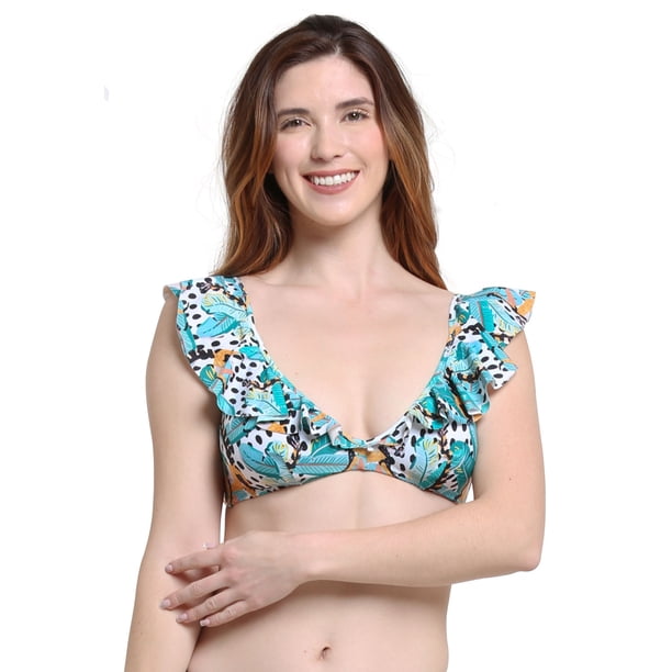 Bikini Triangulo Con Vuelos Copa C Estampado Verde M