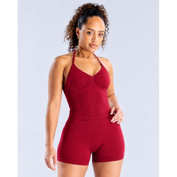 Conjunto Deportivo Para Mujer Short Tiro Alto Y Top Largo Impact