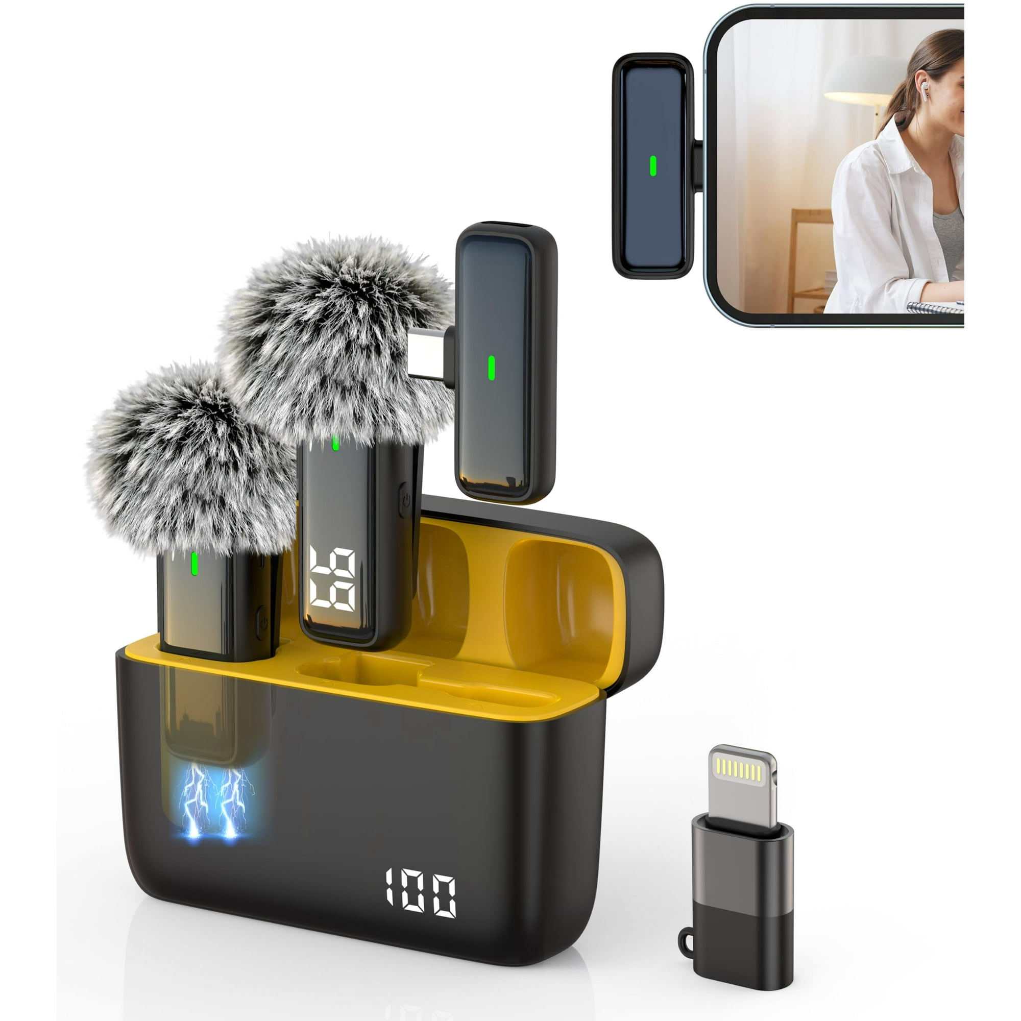 Micrófono Inalámbrico Nptcl Para Android Y Iphone Con Funda De Carga