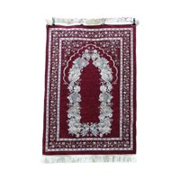 Magideal - Alfombra De Oración Rectangular Portátil Con Estampado De Flores Rojo Oscuro