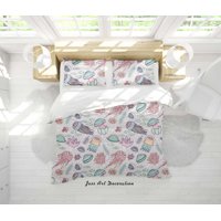 Milsleep - 3D Dibujado A Mano De Dibujos Animados Shell Medusas Patrón Funda De Edredón Set Ropa De Cama Set Edredón