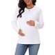 thumbnail image 1 of INSPIRE CHIC Camisetas de maternidad para mujeres Cuello redondo sólido Raglán Manga larga Suave Top de embarazo Ropa casual para mamá 2XL Blanco, 1 of 6