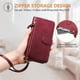 thumbnail image 3 of Funda Billetera Cremallera para Motorola MOTO G75 con Porta Tarjetas, Soporte y Correa Rojo, 3 of 5