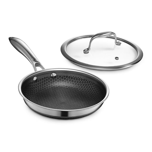 Sartén HexClad Hybrid antiadherente de 20 cm con tapa de vidrio templado